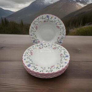 5 Johnson Brothers SUMMER CHINTZ Rimmed Soup Bowls 8.5”